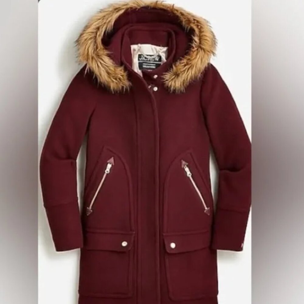 J Crew- Chateau Parka Italian Stadium Cloth Wool Coat Size 2